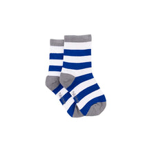 Load image into Gallery viewer, Waterford Blue & White Stripe Bamboo Sock (seamless toe)