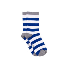 Load image into Gallery viewer, Waterford Blue & White Stripe Bamboo Sock (seamless toe)
