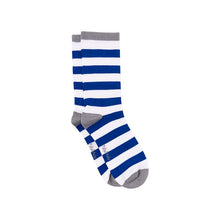 Load image into Gallery viewer, Waterford Blue & White Stripe Bamboo Sock (seamless toe)