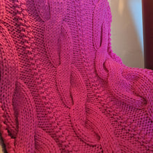 Load image into Gallery viewer, Super Chunky Cable Knit Blanket - Small - Bright Pink