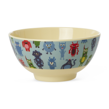 Load image into Gallery viewer, Medium Kids Bowl - Soft Blue - Monsters Print