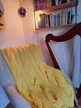 Load image into Gallery viewer, Super Chunky Cable Knit Blanket - Small - Yellow