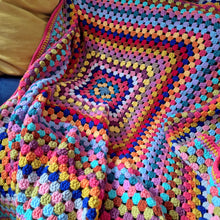 Load image into Gallery viewer, Chunky Granny Square Crochet Blanket – Bright, Bold & Handmade by Denise