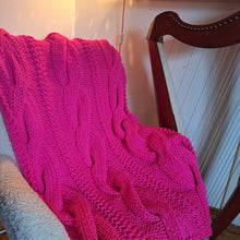 Load image into Gallery viewer, Super Chunky Cable Knit Blanket - Small - Bright Pink