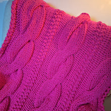 Load image into Gallery viewer, Super Chunky Cable Knit Blanket - Small - Bright Pink
