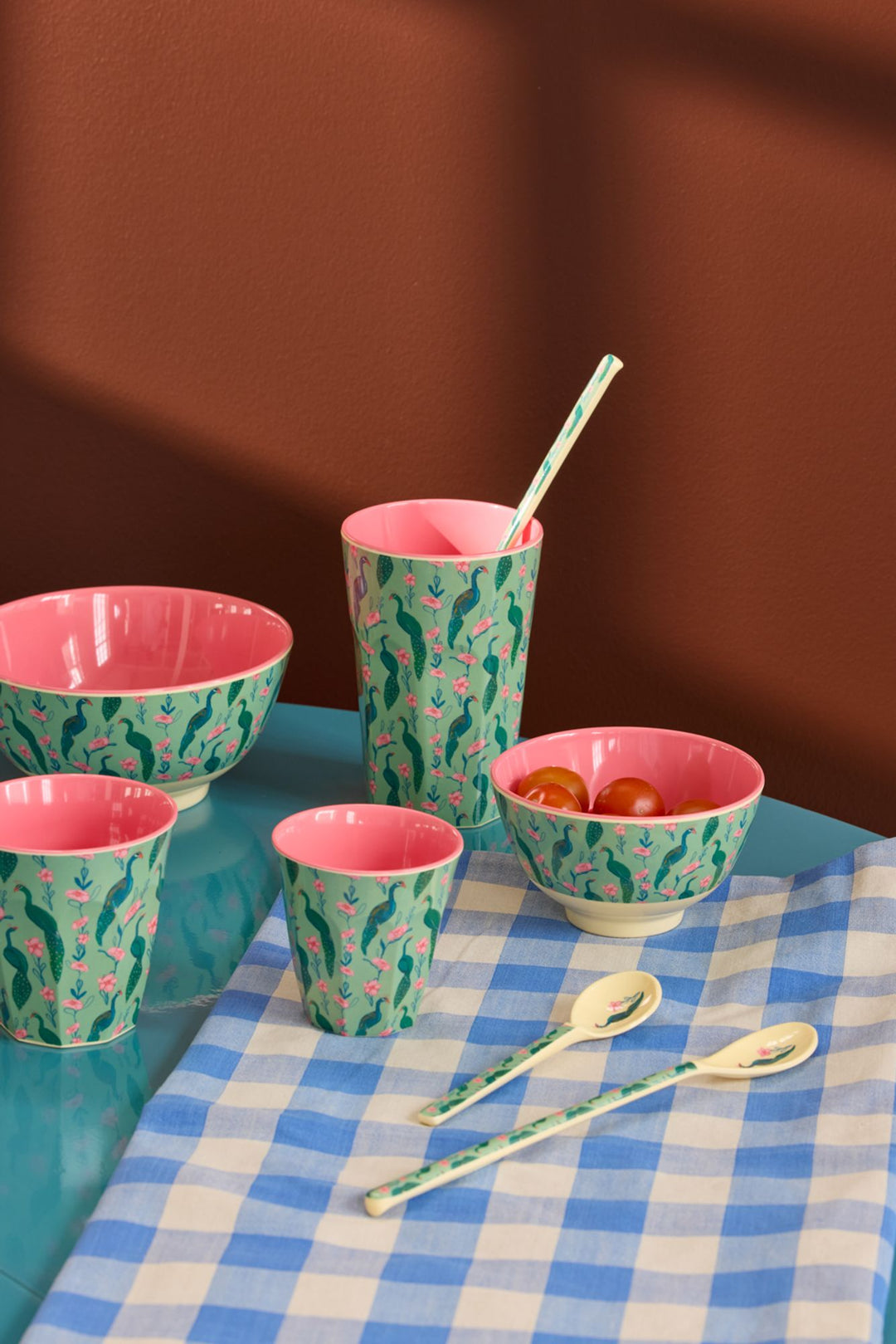 Melamine Cup with Peacock Power Print - Medium