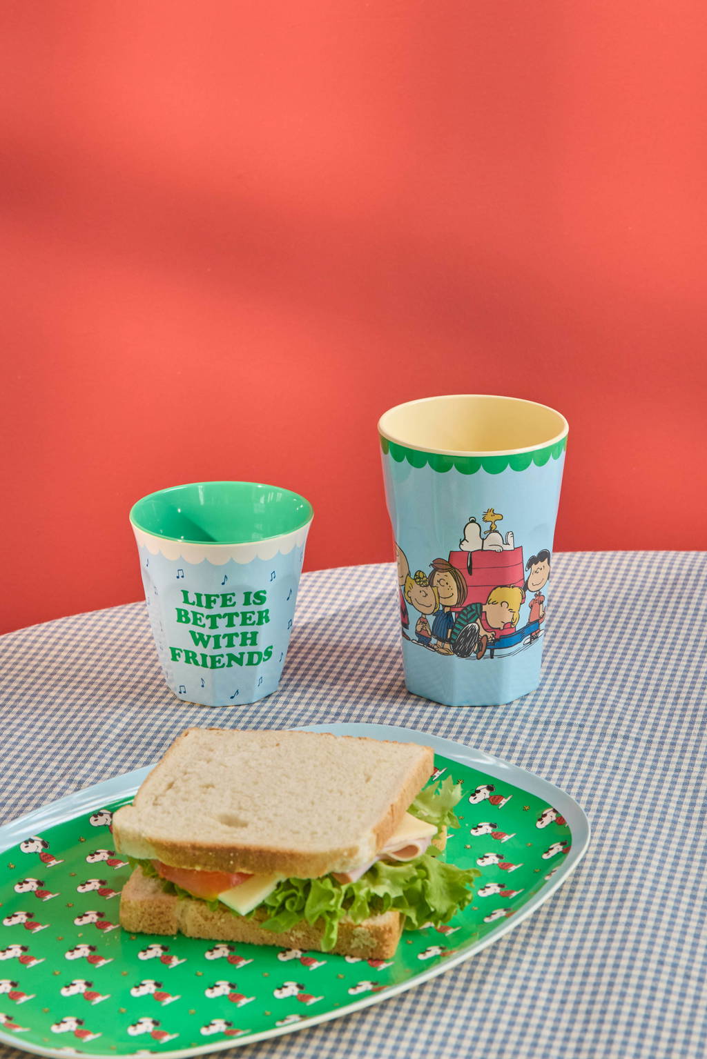 Rectangular Plate - Green Snoopy Print