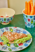 Load image into Gallery viewer, Kids Plate - Soft Blue - Monster Print