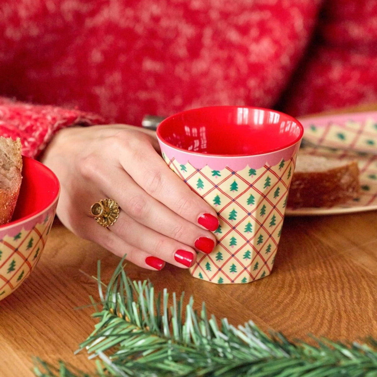 Melamine Cup - Diamond Christmas Tree Print
