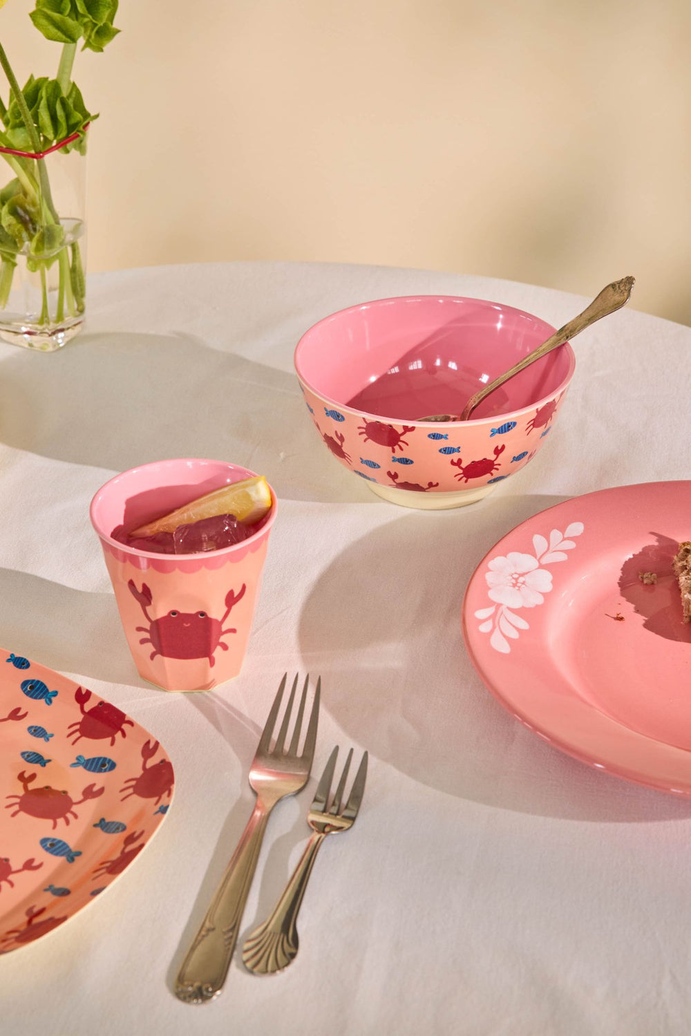Melamine Bowl with Crab Print - Medium