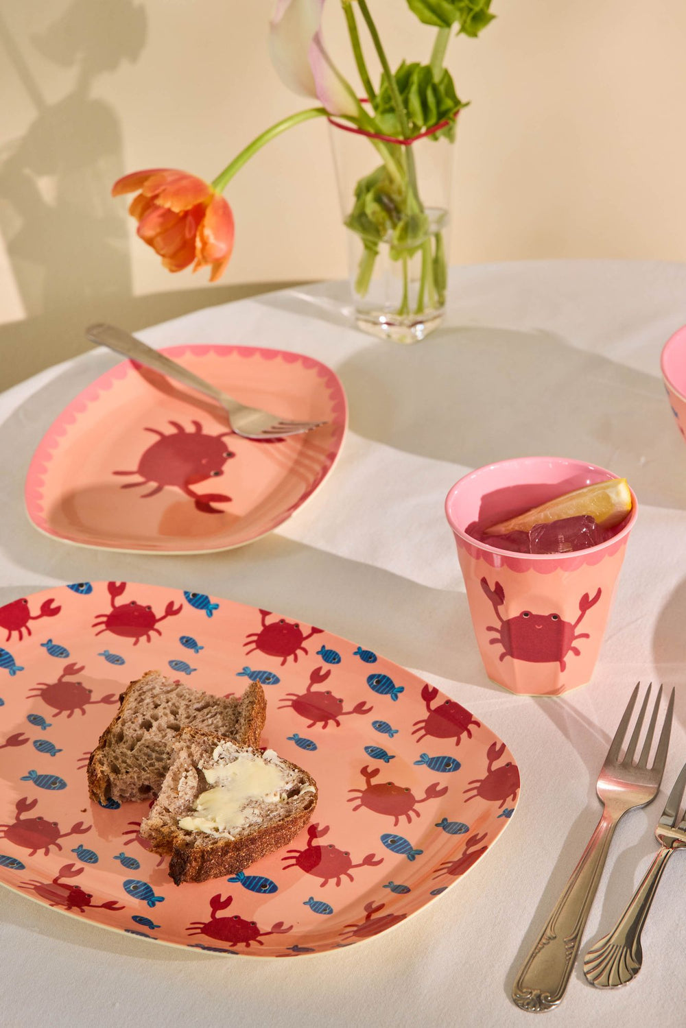 Large Rectangular Dinner Plate - Crab Print