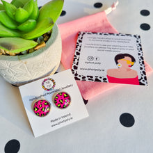 Load image into Gallery viewer, Phat Poly Leopard Print Studs - Hot Pink
