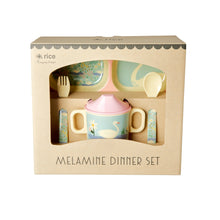Load image into Gallery viewer, Melamine Baby Dinner Set in Gift Box - Swan Print
