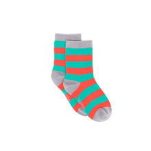 Load image into Gallery viewer, Green & Red Stripe Bamboo Sock (seamless toe)