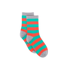 Load image into Gallery viewer, Green & Red Stripe Bamboo Sock (seamless toe)