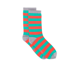Load image into Gallery viewer, Green & Red Stripe Bamboo Sock (seamless toe)