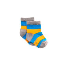 Load image into Gallery viewer, Blue & Orange Stripe Bamboo Sock (seamless toe)