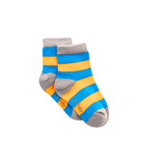 Load image into Gallery viewer, Blue & Orange Stripe Bamboo Sock (seamless toe)
