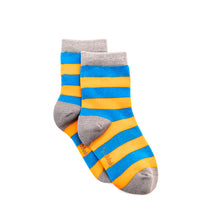 Load image into Gallery viewer, Blue & Orange Stripe Bamboo Sock (seamless toe)