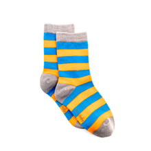 Load image into Gallery viewer, Blue & Orange Stripe Bamboo Sock (seamless toe)