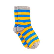 Load image into Gallery viewer, Blue & Orange Stripe Bamboo Sock (seamless toe)
