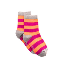 Load image into Gallery viewer, Pink & Purple Stripe Bamboo Sock (seamless toe)