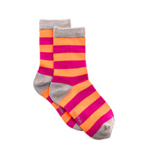 Load image into Gallery viewer, Pink & Purple Stripe Bamboo Sock (seamless toe)