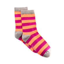 Load image into Gallery viewer, Pink & Purple Stripe Bamboo Sock (seamless toe)