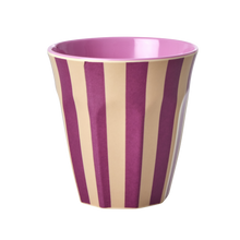 Load image into Gallery viewer, Melamine Cup - Medium - Plum Stripes