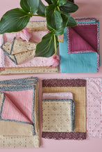 Load image into Gallery viewer, Cotton Crinkle Blanket with flower edge in Mint and Aubergine