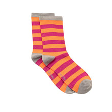 Load image into Gallery viewer, Pink & Purple Stripe Bamboo Sock (seamless toe)
