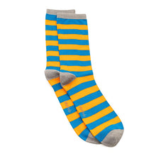 Load image into Gallery viewer, Blue & Orange Stripe Bamboo Sock (seamless toe)