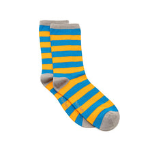 Load image into Gallery viewer, Blue & Orange Stripe Bamboo Sock (seamless toe)