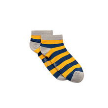 Load image into Gallery viewer, Ankle -  Mustard & Navy Bamboo Sock (seamless toe)
