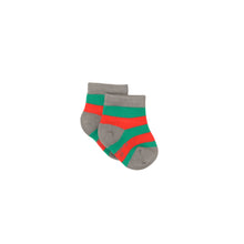 Load image into Gallery viewer, Green & Red Stripe Bamboo Sock (seamless toe)