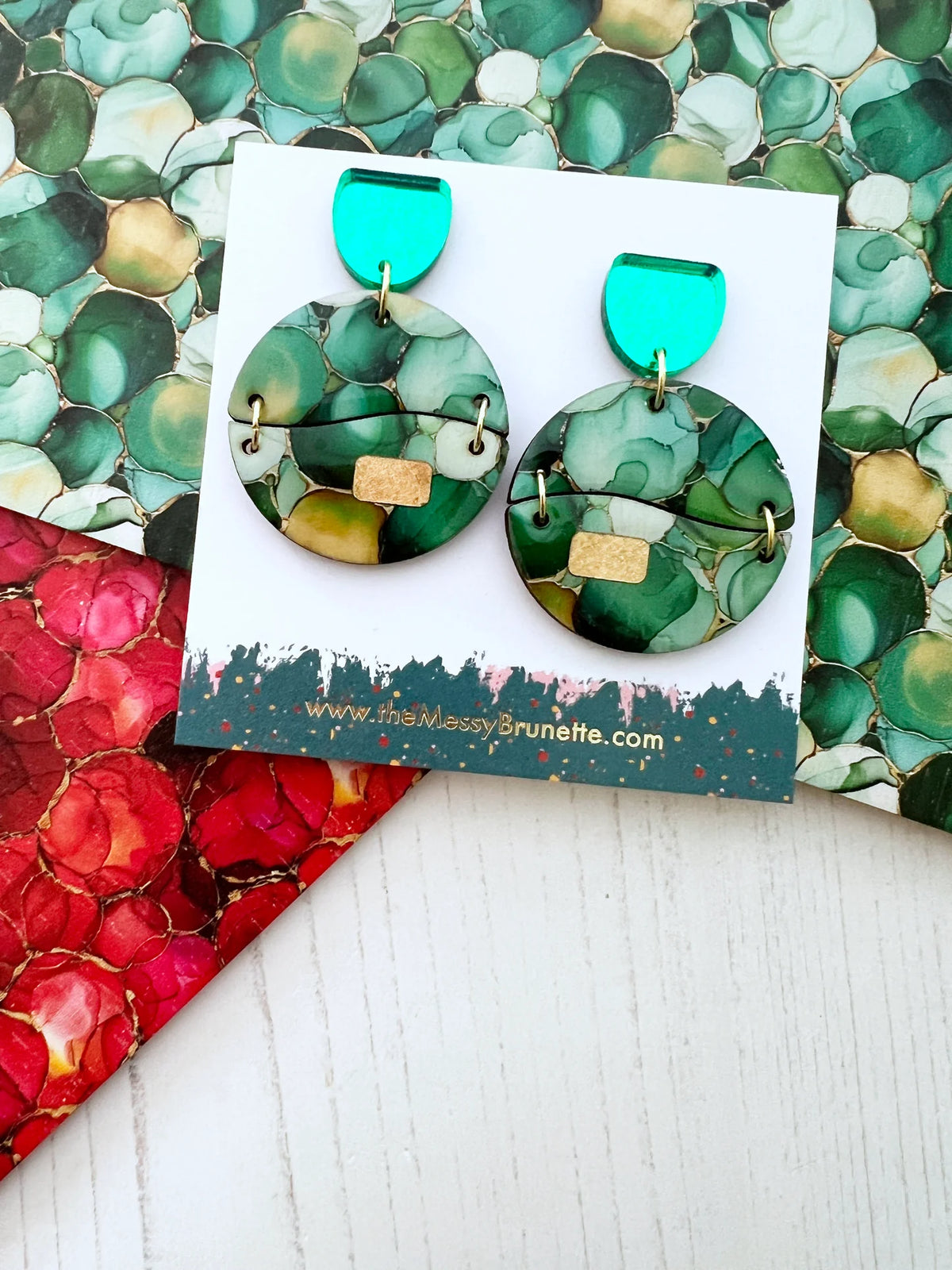 Green Alcohol Ink Earrings