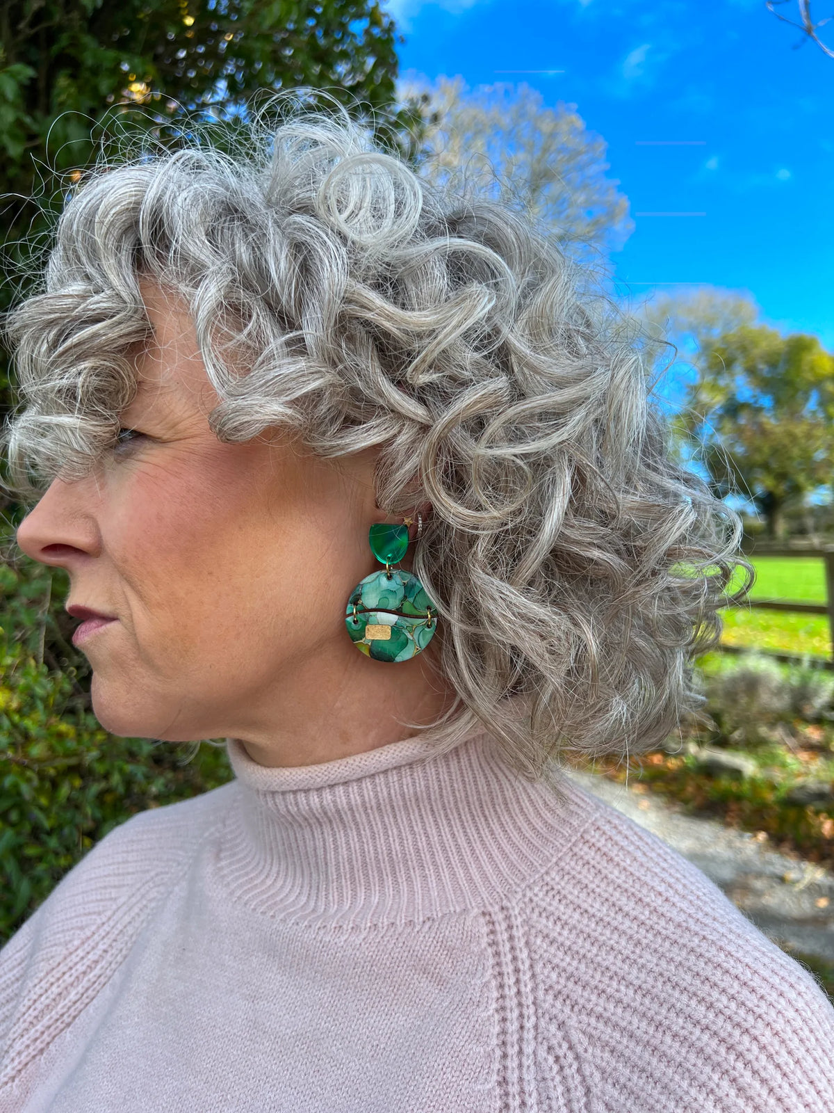 Green Alcohol Ink Earrings