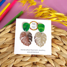 Load image into Gallery viewer, Monstera Silver Earrings
