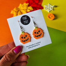 Load image into Gallery viewer, Orange Pumpkin Beaded Earrings
