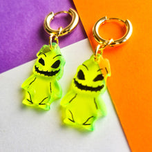 Load image into Gallery viewer, Oogie Boogie with Gold Huggie Hoops
