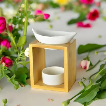 Ceramic and Bamboo Wax Melt Burner