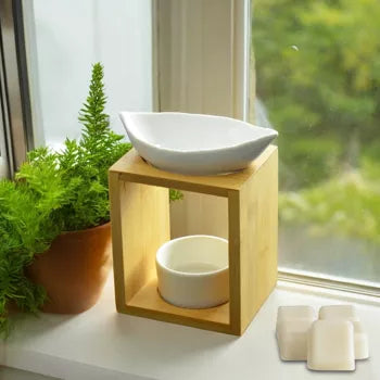 Ceramic and Bamboo Wax Melt Burner