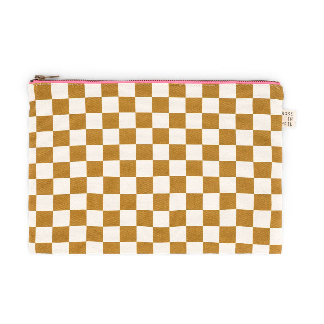 Caramel Checkerboard Pouch - Large