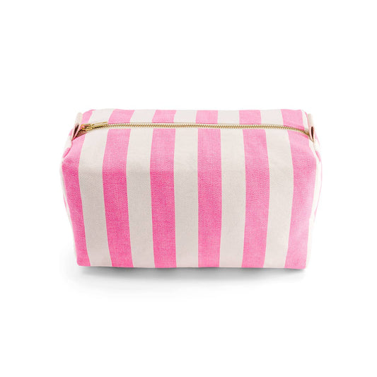 Neon Pink Stripe Wash Bag
