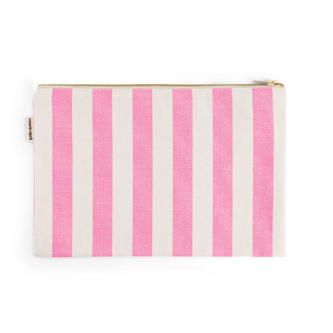 Pink Stripe Pouch - Large