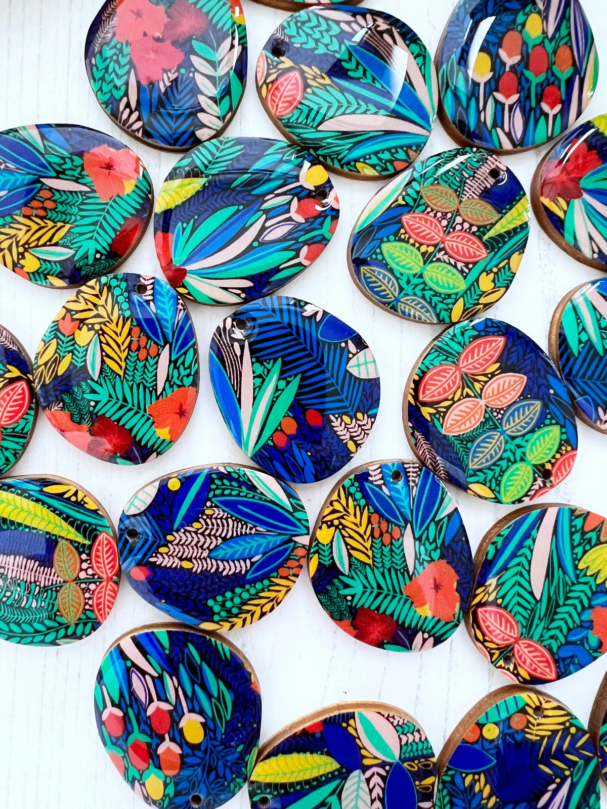 Multicolour Floral Pebble Drop Earrrings