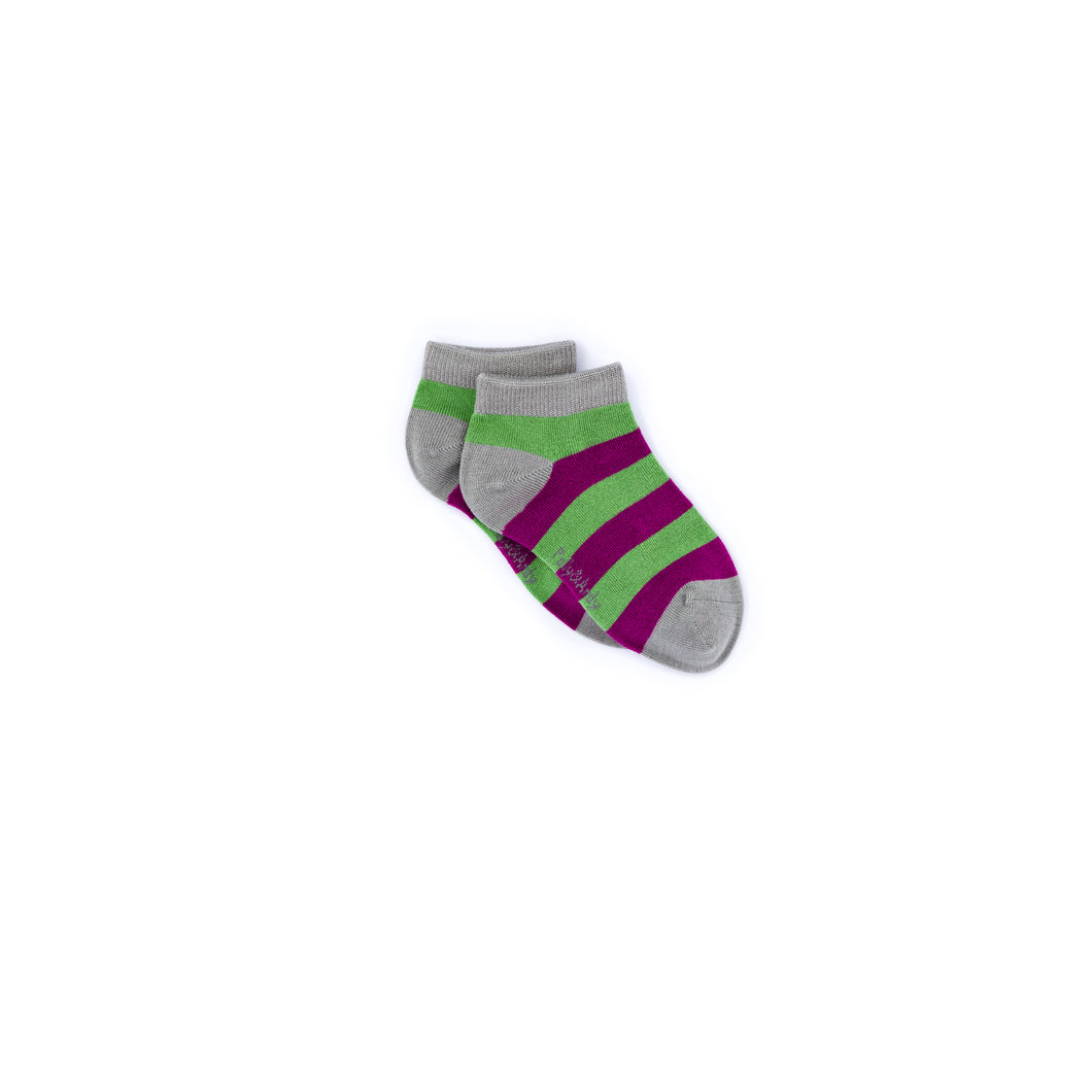 Ankle - Bamboo Sage & Purple Seamless Sock - Retro Sweet Collection