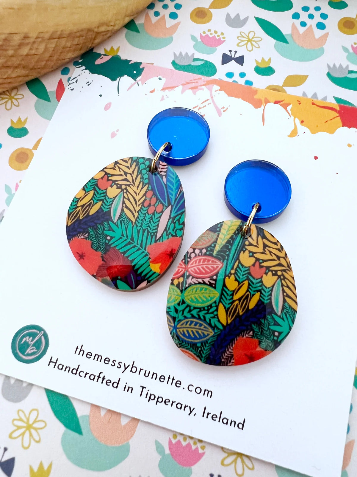 Multicolour Floral Pebble Drop Earrrings