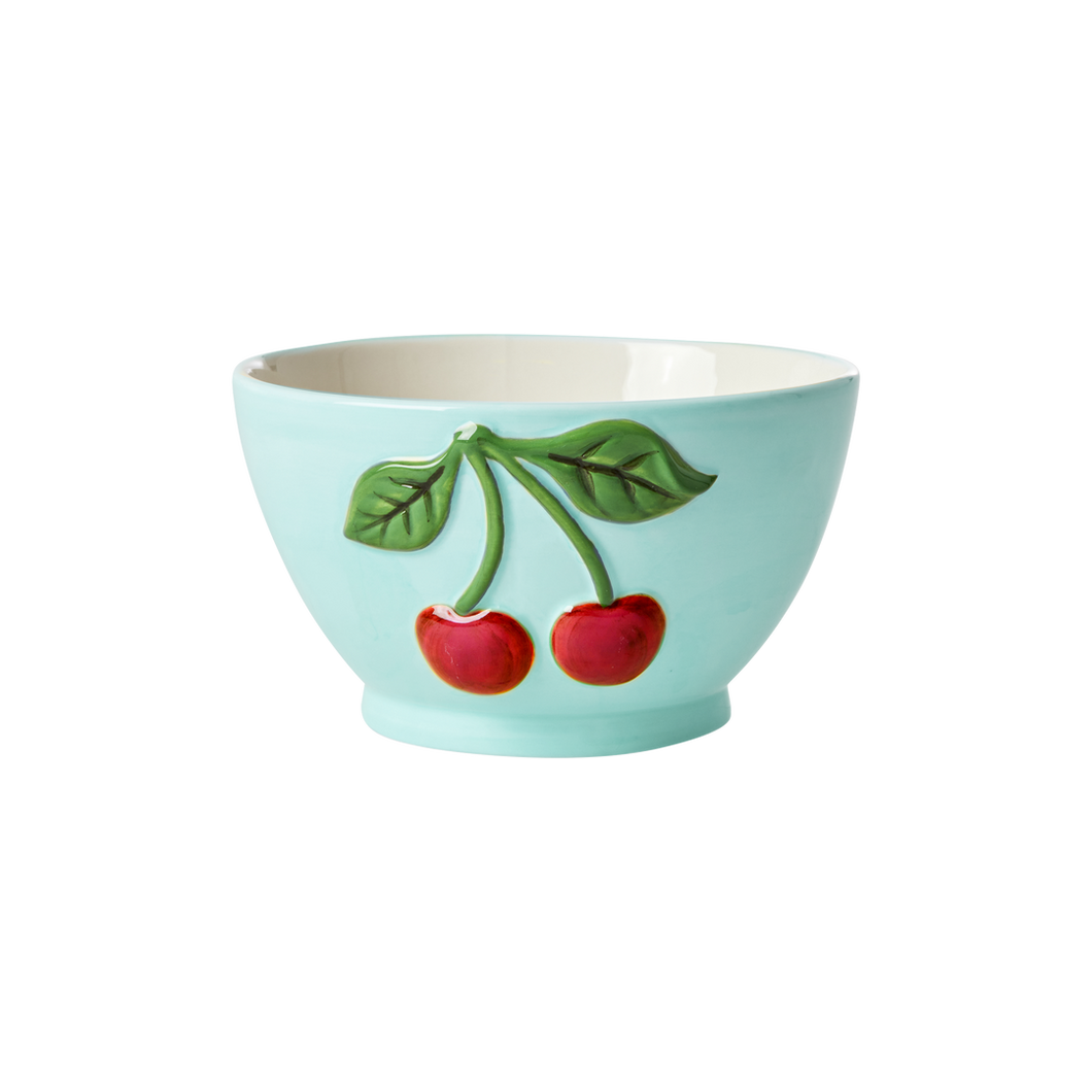 Ceramic Bowl - Mint Cherries