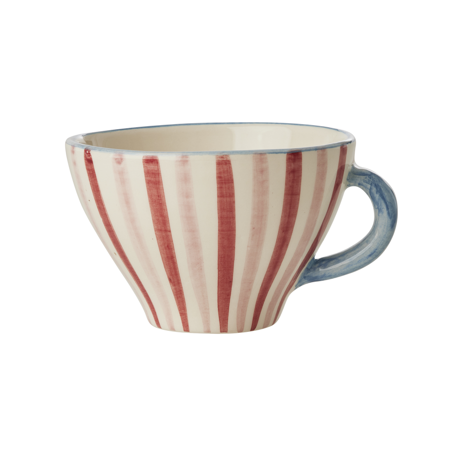 Ceramic Tea Cup - Hand Painted Stripes